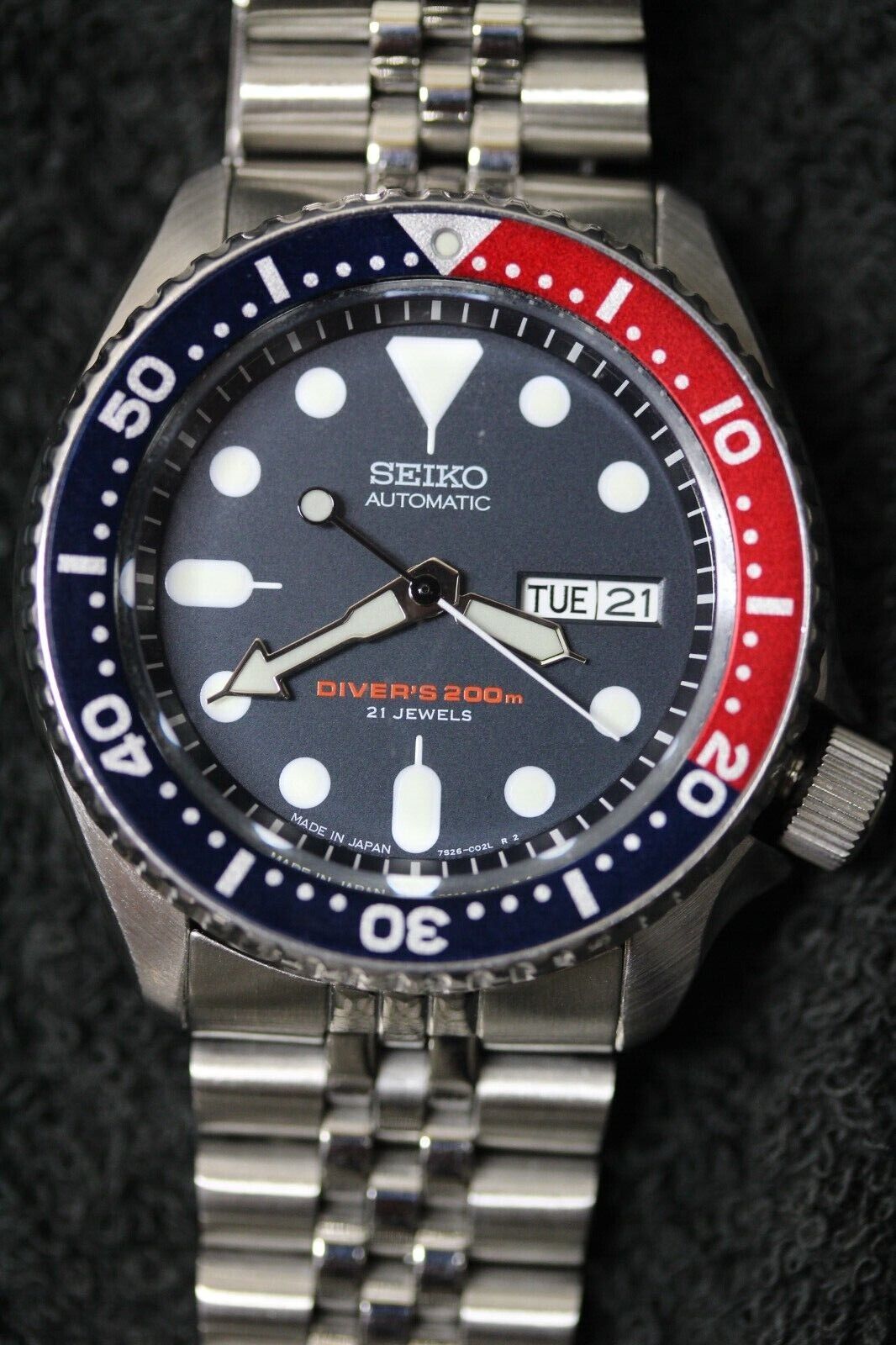 Seiko Blue Men's Watch-SKX009J-Jubilee and Rubber Bands, Tags and Warranty Card