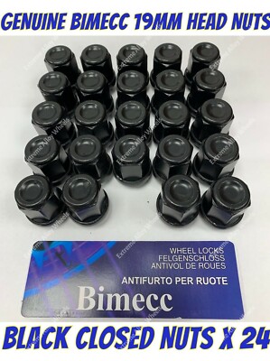 Bimecc Black Closed-End Wheel Nuts + Locks M12x1.5 For Toyota 4Runner/HiLux/Land Cruiser
