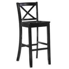 Linon Home Decor Bar Stool 30" Solid Wood Frame Black Finish w/ X-Back Design