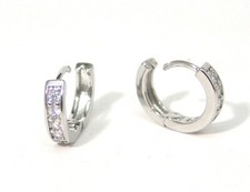 Huggie Hoop Earrings Cubic Zirconia 1/2 inch Surgical Steel Hypoallergenic SMALL