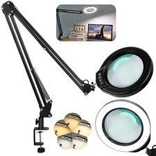 5 Inch Large Magnifying Glass With Light And Stand 5 Color Modes Stepless Dimmab