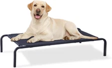  Portable Elevated Mesh Pet Bed, Steel-Framed Dog Cot for Indoor/Outdoor Use