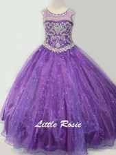 NEW Little Rosie Girls Long National Level Pageant Dress LR2101 Purple 6 600