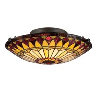 Deckenleuchte Wohnzimmerleuchte Lampe Tiffany-Glas Vintage Bronze 2 Flammig