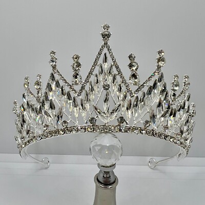 Teklemon Tiara Kristallkrone Queen Diadem in Silber Teklemon Tiara Crystal Crown