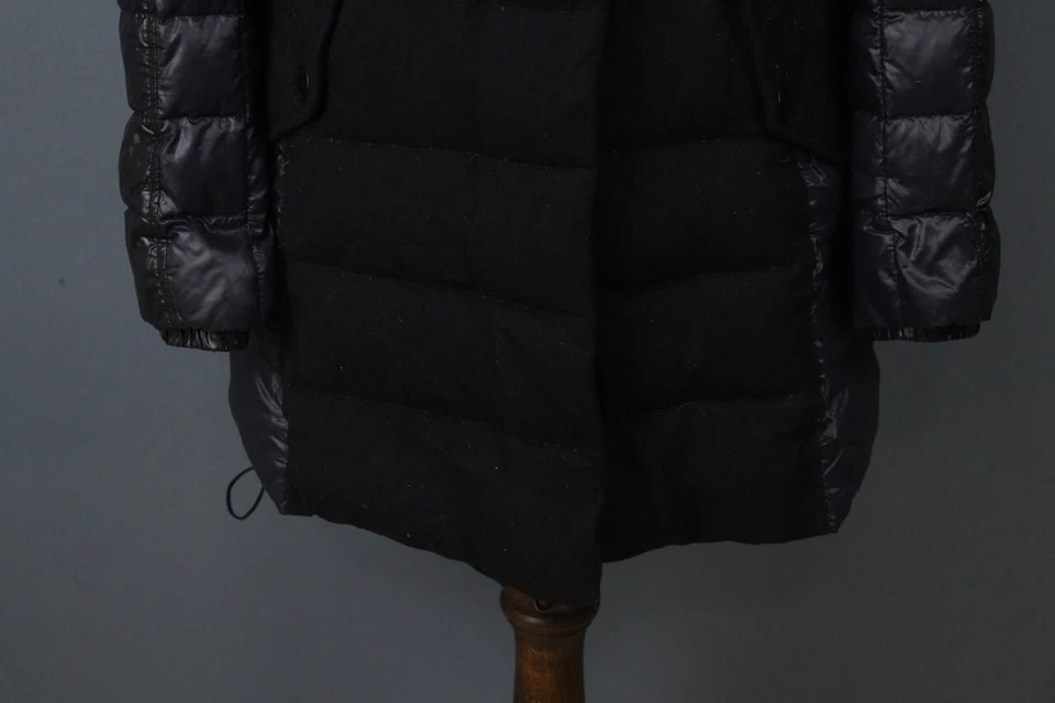 Duvetica 黑色羊毛模拟领长袖卡扣内拉链缓冲夹克尺寸 44 — 第 3/4 张图片