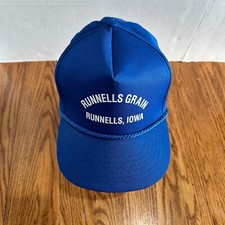Vintage Runnells Grain Elevator Iowa Rope Snapback Blue Hat Cap
