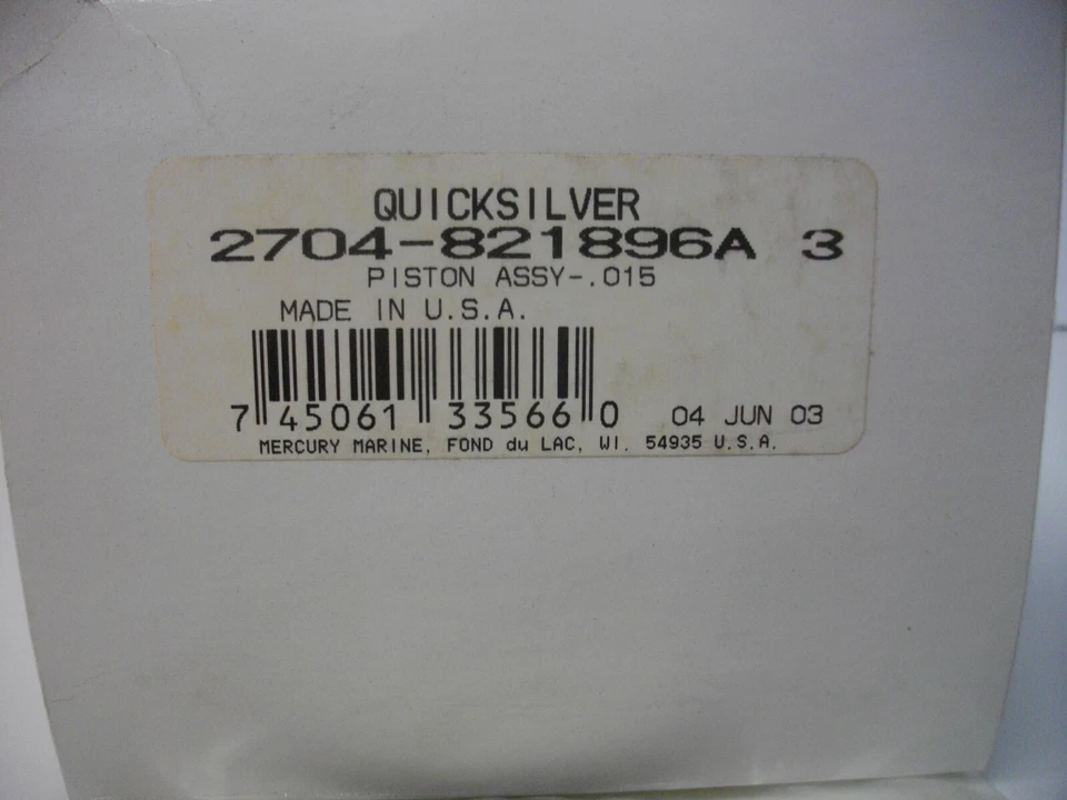Mercury Marine Quicksilver 2704-821896A3 outboard piston assembly .015 O.S. OEM - Image 4 of 4