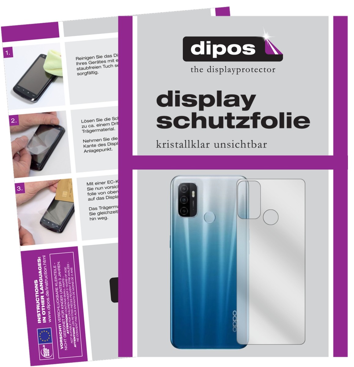 dipos I Pellicola Protettiva antiriflesso compatibile con Oppo A72 posteriore Pellicola di Protezione