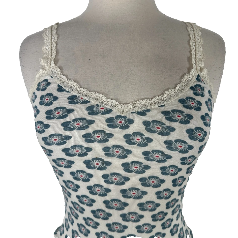 Nueva Camiseta sin mangas vintage Y2K Hollister para mujer junior con ribete de encaje camisola coqueta delgada Foto 3 de 4