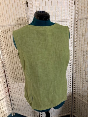 Vintage 60s Sleeveless Woven Cotton/Linen Tank Blouse XL