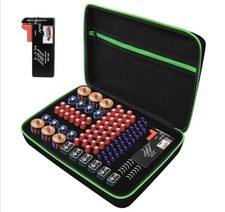 Battery Organizer Storage Case Box with Tester Fits AA AAA 9V C Holder Case 