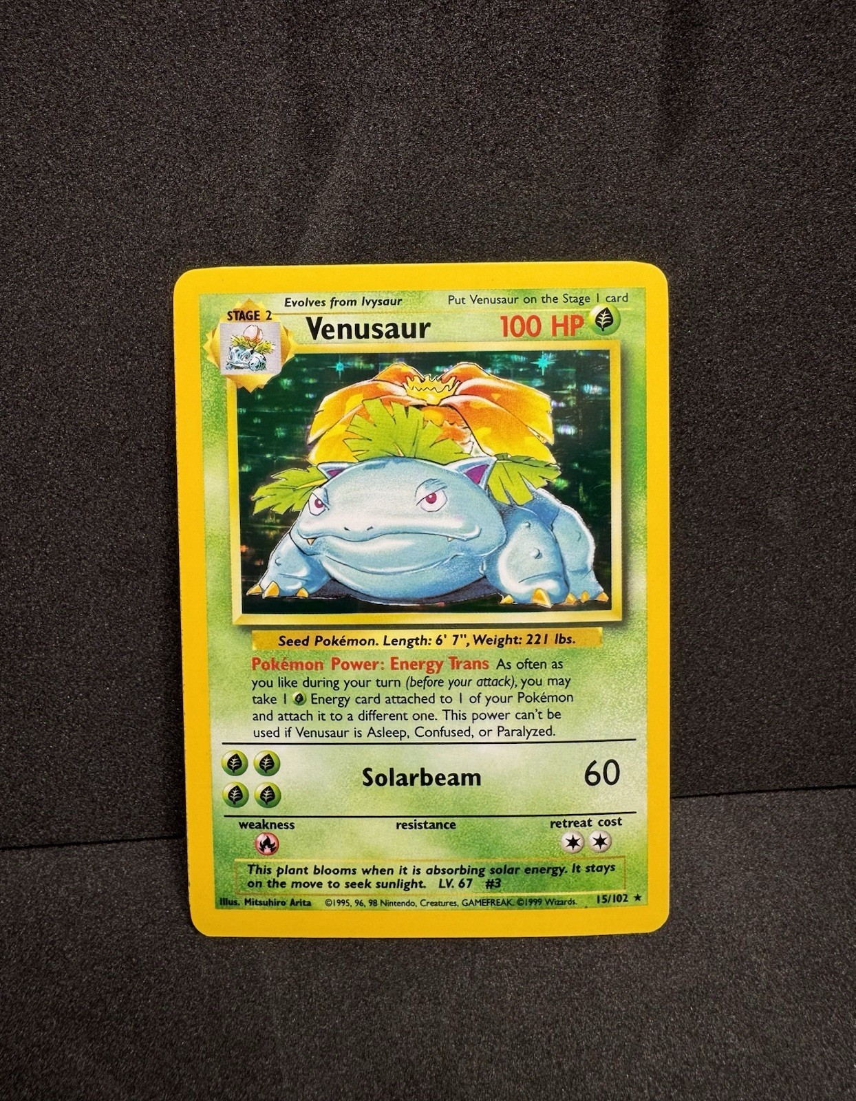 Venusaur 15/102 - Holo Rare WoTC 1999 Base Set Unlimited Pokemon TCG (NM-)