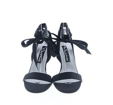 Nina Black Satin Ribbon Ankle Wrap Stiletto Heel Sandals