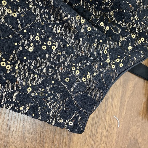 R&M Richards Womens Black & Gold Sequin Tank and Cropped Blazer Set Jacket 12P - Picture 10 of 17
