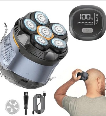6D Elektrischer Glatzenrasierer Herren | 6-Kopf Head Shaver | Nass & Trocken...