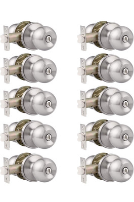 #ad Probrico Brushed Nickel Bed Bath Door Knobs Satin Ball Door Knob Interior Door $50.00