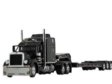 1/64 DCP BLACK PETERBILT 379 W/ 63" MID ROOF SLEEPER & TALBERT LOWBOY