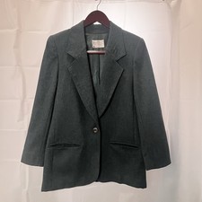 Pendleton Wool Blazer Women  s 6 USA Made Teal Green Tailored Jacket Vintage
