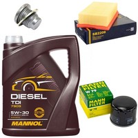 MotoröL Filter Set 5W-30 5 Liter + ÖLablassschraube FüR Renault Clio Iii 1.5 Dci