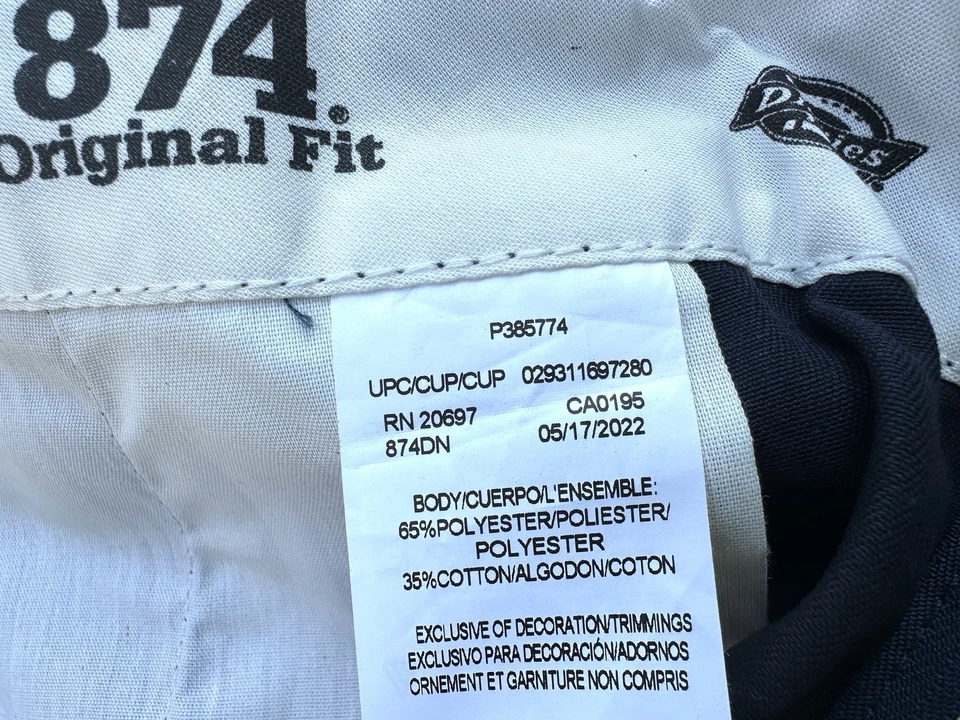 Dickies 874 Original Fit Work Pants Navy Blue 36x36 Men’s TALL - Image 2 of 3