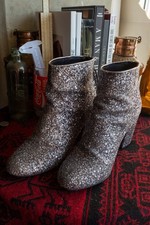 Steve Madden Cynthia Glitter Block Heel Ankle...