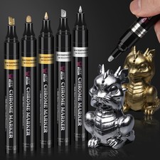 LET'S RESIN 6Pcs Mirror Chrome Markers,3 Sizes 1 Count Pack of 6 , Gold