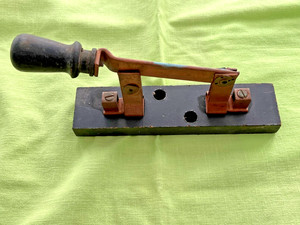 single Throw Knife Switch. Copper wood handle frankenstein