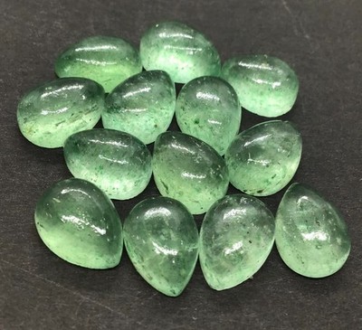 Green Strawberry Quartz Pear Flat Back Natural Loose Gemstone For Making Jewelry