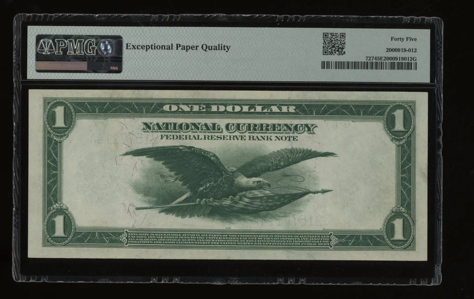 DBR 1918 $1 FRBN Chicago Fr. 727 PMG 45 EPQ Serial G21577114A - Image 2 of 2