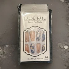 24pcs Long Coffin French Style Fake Nail Press On Nails False Nails Glue On