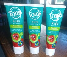 Tom's of Maine Natural Kid's Fluoride Toothpaste Strawberry 5.1 oz Sealed 3-PACK