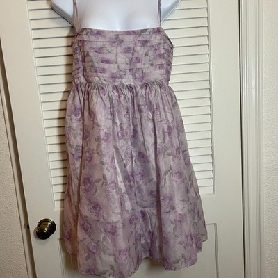 Mi Ami Francesca's Lavender Floral Pleated Mini Dress Smocked Back NWT L