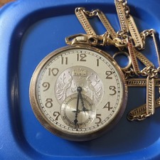 Elgin 15j Open Face Pocket Watch With 14k GF Chain