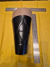 Leather Arm Bracers in black with 3 Triangles Engraved into leather