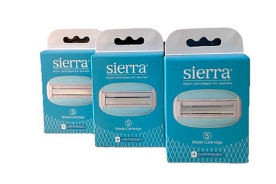 3 x Sierra Razor Cartridges Womens 5 Blade 4 Cartridges a Box Lubricating Strip