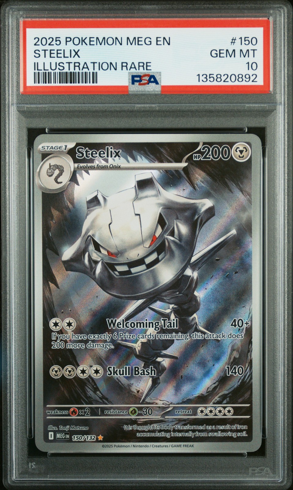 2025 POKEMON MEG EN-MEGA EVOLUTION ILLUSTRATION RARE #150 STEELIX PSA 10