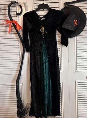 Witch Costume Size 12/14 Dress,  Take Apart Staff & Hat