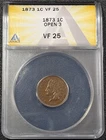 1873 Indian Head Cent 1C - ANACS VF25 - OPEN 3 - Old Glory C&C Daily 1c Auction!