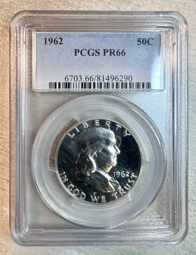 1962 50C Franklin Half PCGS PR 66 Proof Nice Reverse Mirrors $1 START NR!