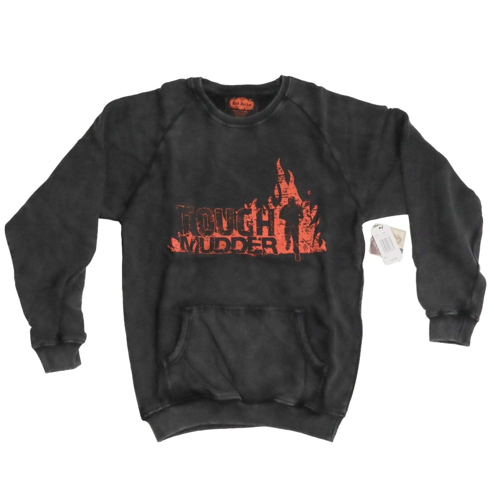 Tough Mudder Sweatshirt Black Orange Logo Pullover Kangaroo Pocket Unisex Large