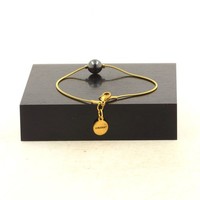 Armband Stahl Golden Edelstahl 1 Perle HäMatit 8 Mm. Made In Frankreich