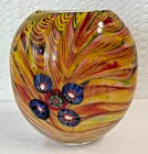 Vintage Murano Style Millefiori Art Glass Vase - Heavy