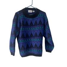 Christopher Banks Vintage Women's Size Medium Mohair Loud Purple Print Sweater