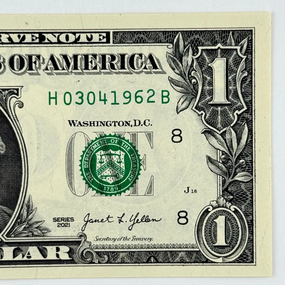 March 4th 1962 3rd April Dollar Bill Uncirculated Birthday Note $1 Fancy Serial - Image 3 of 4