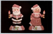 1980's SANTA & MRS CLAUS CERAMIC FIGURINE Nowell's Molds Vtg Postcard A556