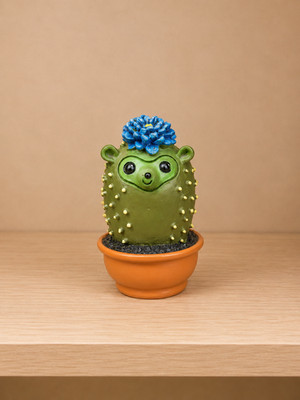 Pokey Hedgehog Cactus Resin Figurine in Terracotta Style Pot