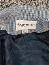 Vintage John Meyer Collection 2 Pc Jacket Pants Suit Blue Black Women's Size 10