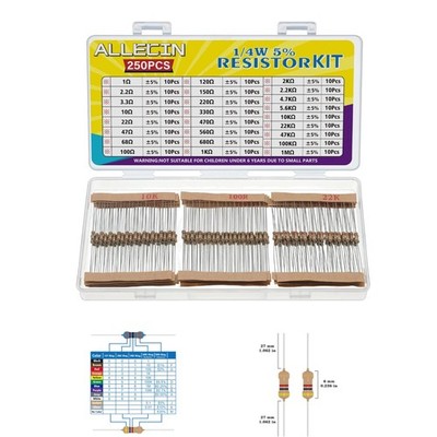 Assorted 1/4W Carbon Film Resistors (25 Values) - Perfect for Experimentation