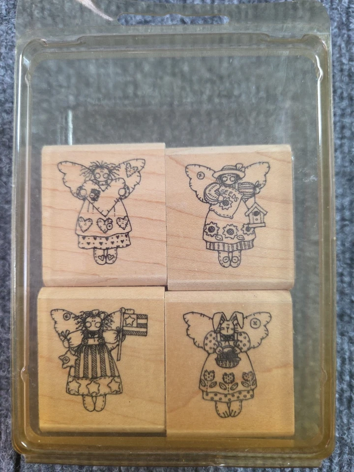 Stampin' Up! Juego de cuatro sellos de goma de montaje en madera COUNTRY ANGELS de 1-1/2" x 1-3/4" Foto 4 de 4